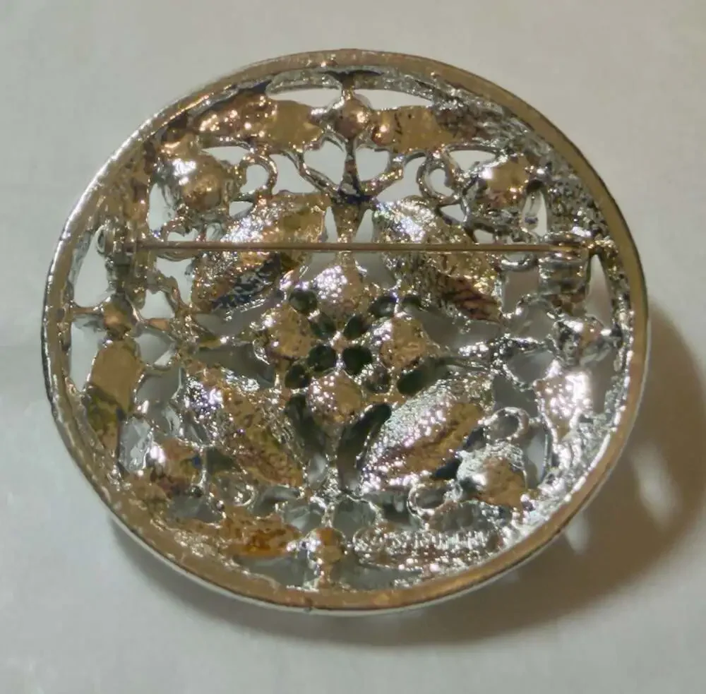 Vtg 1972 Sarah Coventry 'Springtime' Multi-Color Rhinestone Round Brooch 2